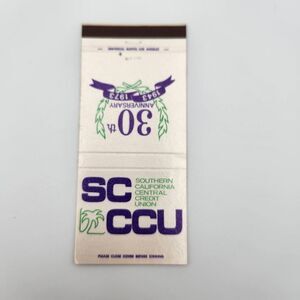 Vintage Matchbook Southern California Central Credit Union, 1970s Ephemera